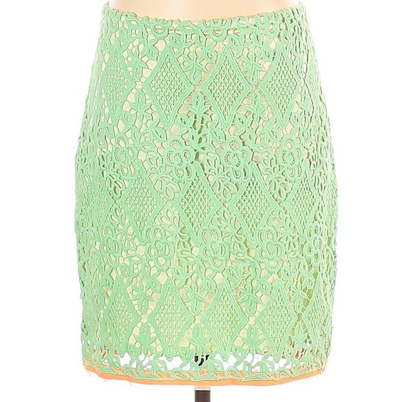 Elie Tahari Green "Bella" Lace Skirt NEW Sz. 4 - Picture 6 of 6
